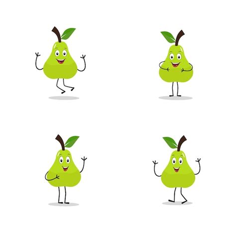 Premium Vector Pear Fruit Cartoon Cute Vector Set Of Pear Fruit