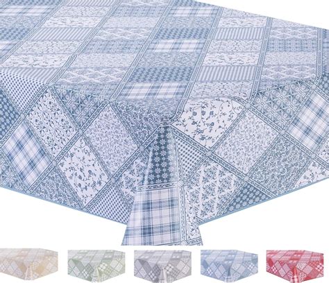 Home Direct Nappe Toile Cir E Pvc Rectangulaire X Cm Bleu Gris