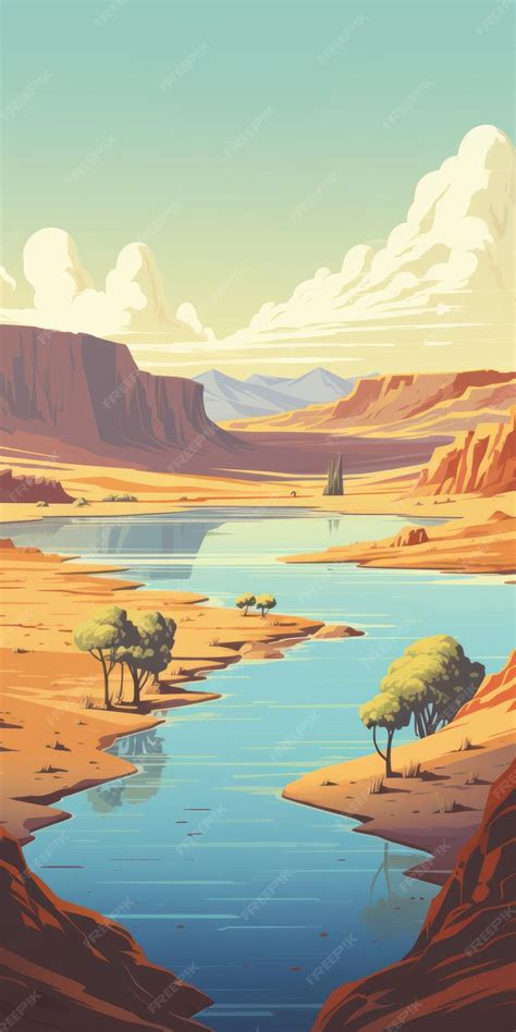 Premium AI Image | AmericanStyle Desert Poster with Lagoon Formation