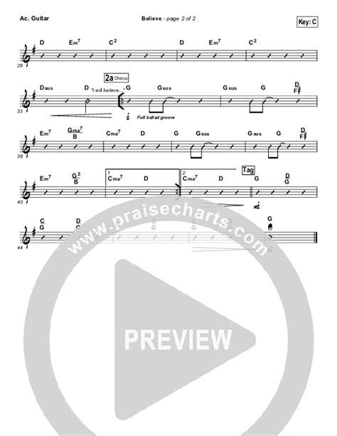 Believe Acoustic Guitar Sheet Music Pdf Hillsong Worship Praisecharts