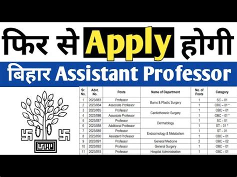 Bihar Assistant Professor Open Application Latest News Assistant