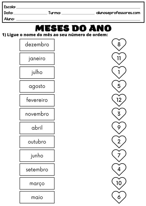 Atividades Sobre Os Meses Do Ano Para Imprimir Alunos E Professores