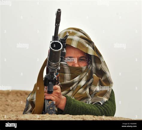 Shiberghan Afghanistan 5th Jan 2017 A Local Woman Poses With A Gun