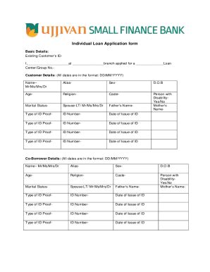 Fillable Online Individual Loan Application Form Ujjivan Small