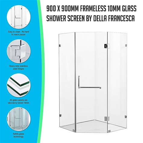 900 X 900mm Frameless 10mm Glass Shower Screen By Della Francesca Shop Australia