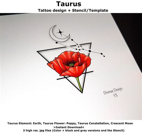 Taurus Horoscope Flower Tattoo Tattoo Design and Tattoo - Etsy