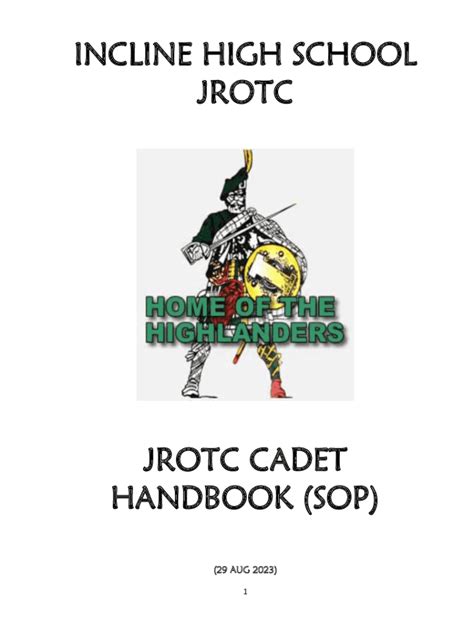 Fillable Online Incline High School Jrotc Jrotc Cadet Handbook Sop