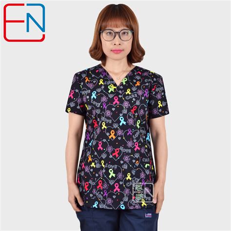 Buy Hennar Women Medical Uniforms V Neck Cartoon Print