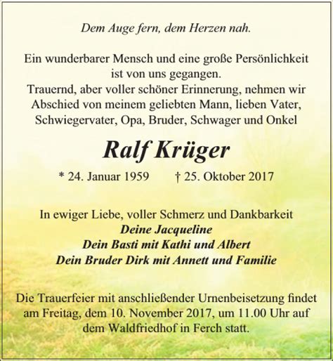 Traueranzeigen von Ralf Krüger trauer anzeigen de