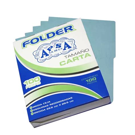 FOLDER CARTULINA 1 2 CEJA AZUL APSA CARTA 1 PAQUETE CON 100 PIEZAS