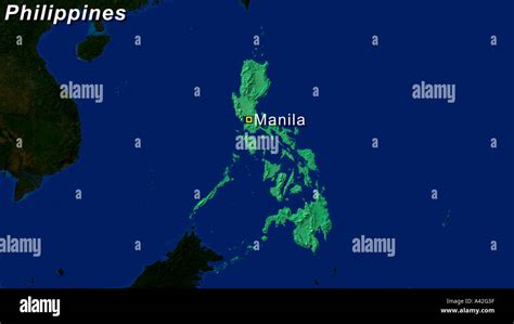 Satellite Image Of Philippines With Manila Highlighted Stock Photo Alamy