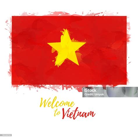 Welcome To Vietnam Banner National Flag Of Republic Of Vietnam In