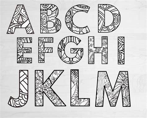 Zentangle Alphabet Svg Zentangle Letters Full Alphabet 26 Etsy