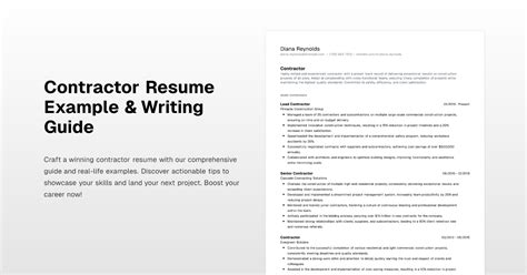 Contractor Resume Example Writing Guide