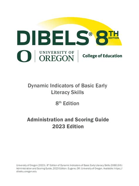 Fillable Online Dibels Uoregon Dibels Adminstration And Scoring Guide