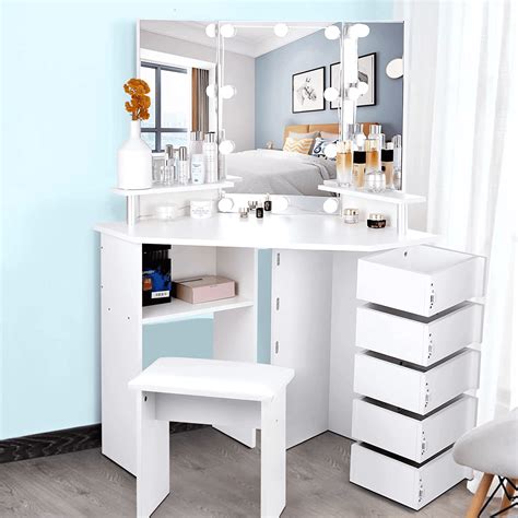 Illuminating Your Beauty Routine The Allure Of A White Makeup Vanity Desk Stylish Makeup