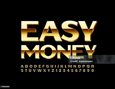 Spanduk Elit Vektor Easy Money Set Huruf Alfabet Dan Angka Modern Emas