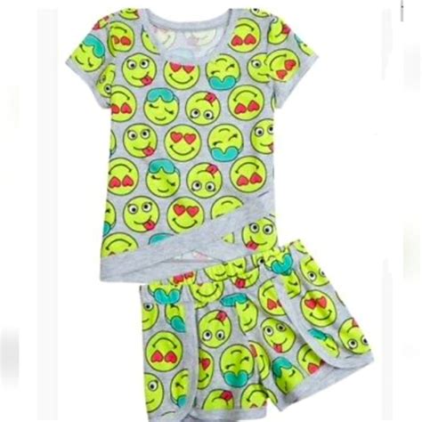 Justice Pajamas Justice Girls Emoji Pajama 2 Piece Set Size 214