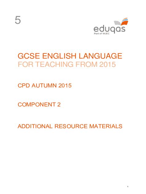 Fillable Online Gcse English Language Paper Revision Booklet Fax