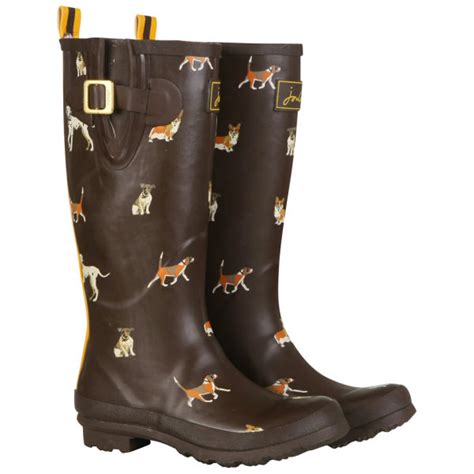 Joules Womens Brown Dog Wellies - Brown | FREE UK Delivery | Allsole