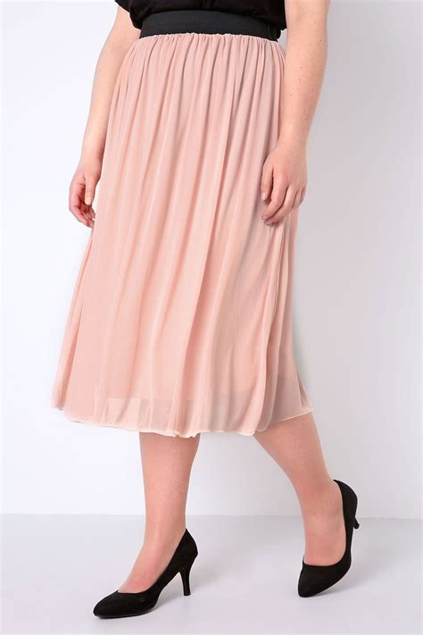 Blush Pink Mesh Tulle Skirt With Elasticated Waist Band Plus Size 16 To 32