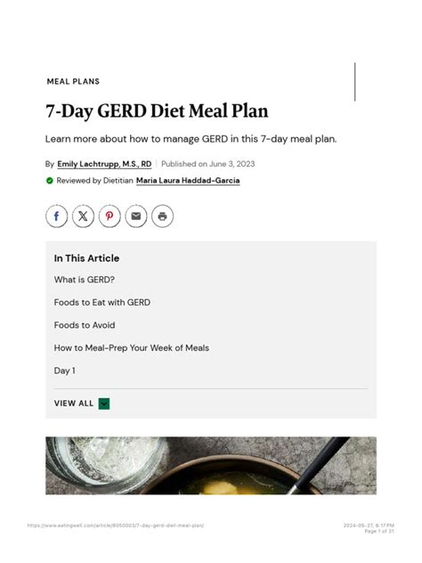 7-Day GERD Diet Meal Plan | PDF | Gastroesophageal Reflux Disease ...