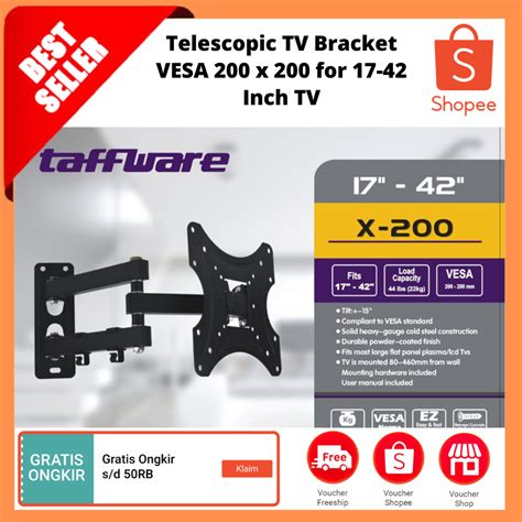 Jual Telescopic TV Bracket VESA 200 X 200 For 17 42 Inch TV Braket