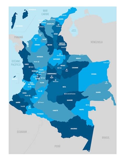 Premium Vector Political Map Of Colombia Country With Divided