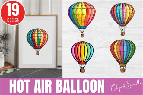 Hot Air Balloon Colorful Clipart Bundle Graphic By Crafts Svg Creative Fabrica