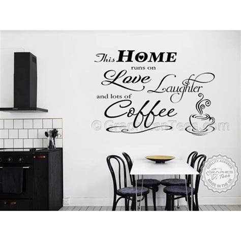 This Home Runs On Love Laughter and Coffee, Kitchen Wall Sticker, Funny Kitchen Dining Room Wall ...