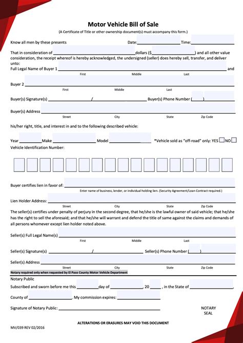 Bill of Sale For Car in Texas [Free Printable Templates, PDF] - Bill of