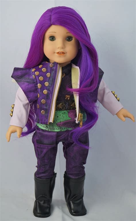 Descendants Mal Custom American Girl With Purple Hair And Green Eyes