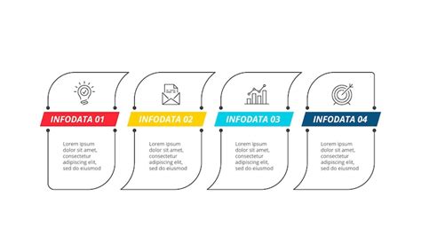 4가지 옵션이 있는 프리젠테이션을 위한 4개의 얇은 라인 인포그래픽 배너 템플릿 프리미엄 Psd 파일