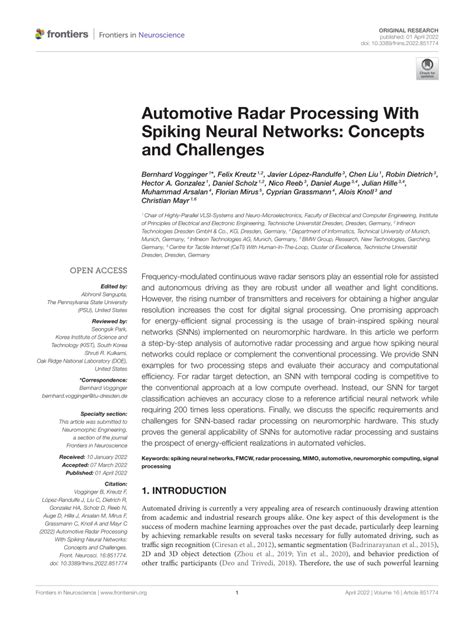 Pdf Automotive Radar Processing With Spiking Neural Networks