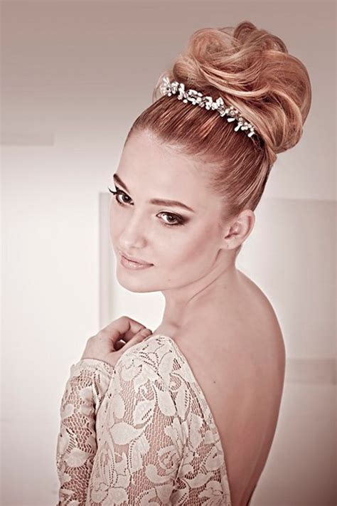 High Bun With Jewel Crown 30 Best Wedding Bun Hairstyles