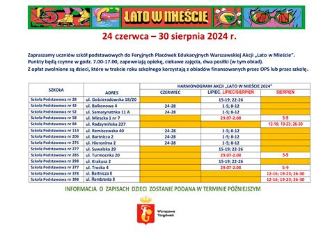 Lato w mieście 2024 Aktualność Szkoła Podstawowa nr 380