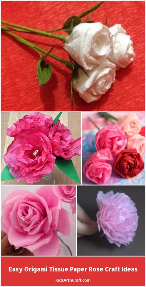 Tissue Paper Rose Craft Ideas - Kids Art & Craft