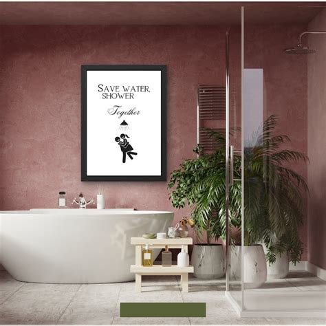 Save Water Shower Together Printable Minimalist Shower Poster Water