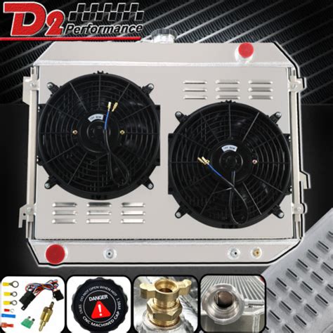 W Row Aluminum Radiator Shroud Fan For Dodge Plymouth