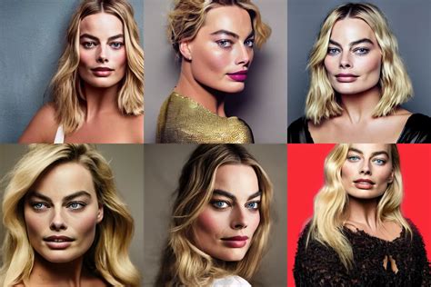 A Beautiful Portrait Illustration Of Margot Robbie By Stable