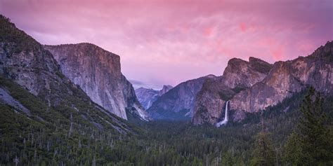 Summer Sunset Pink Purple Pastel Clouds Bridalveil Falls Tunnel View