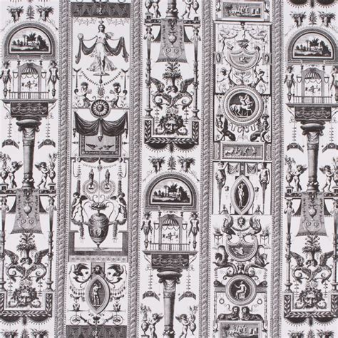 Vatican City Black On White Fabric Roman Collection Fabrics