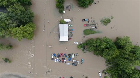 Watch Drone Footage Of Flooding In Nashville Illinois After A Dam