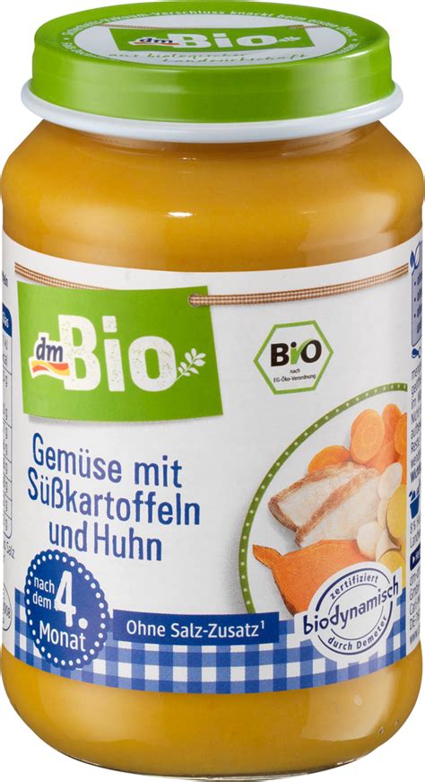 dmBio Gemüse mit Süßkartoffeln und Huhn nach dem 4 Monat Demeter 190