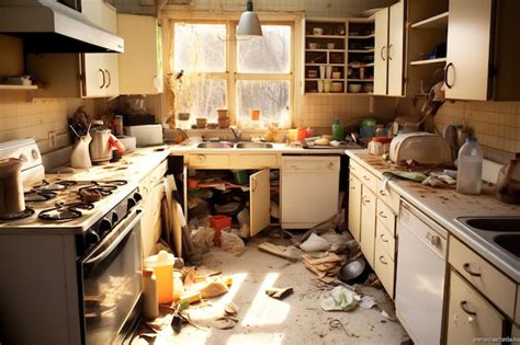 Extremely Untidy Very Messy Unorganized And Unclean Dirty Kitchen