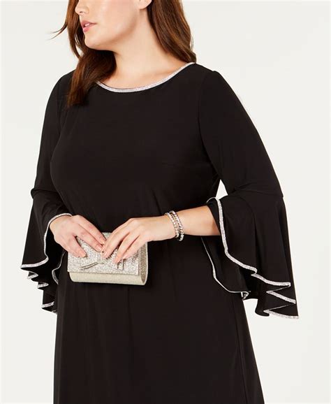 Msk Plus Size Rhinestone Trim Bell Sleeve Dress Macys