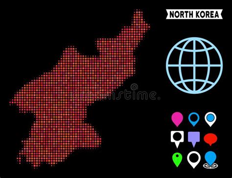 Mapa De Dot Halftone North And South Coreia Ilustra O Do Vetor