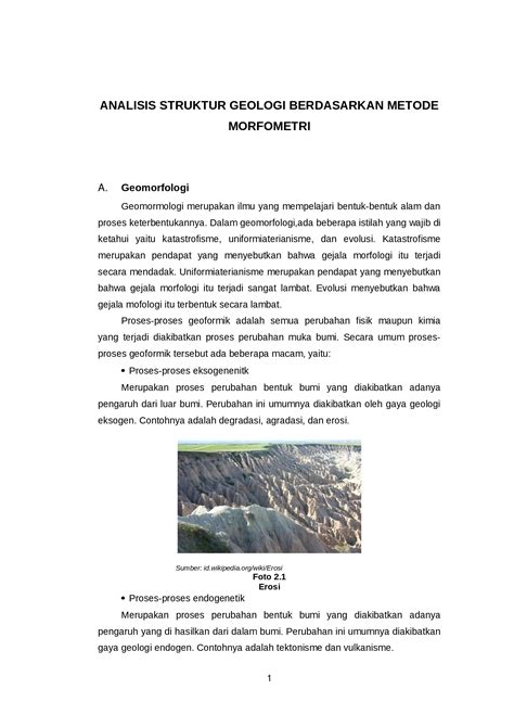 DOCX Resume Analisis Struktur Geologi Berdasarkan Morfometri