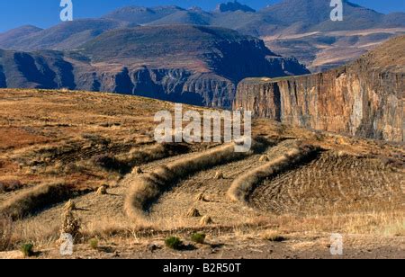 Rural agricultural landscape in Lesotho, close to Quthing Stock Photo - Alamy