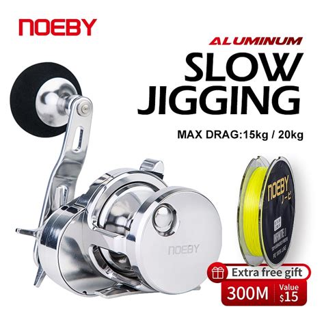 NOEBY yavaş jig balıkçılık Reel 15kg 25kg Max sürükle 5 2 1 tuzlu su